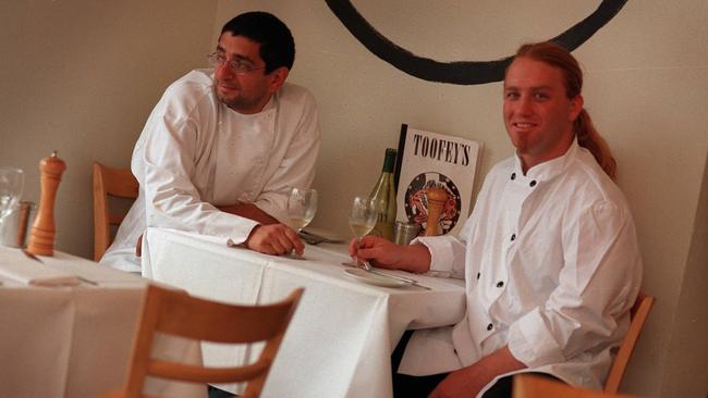 Toofey’s Restaurant owner Michael Bacash (owner) and chef Adrian Richardson in 1997. Picture: File