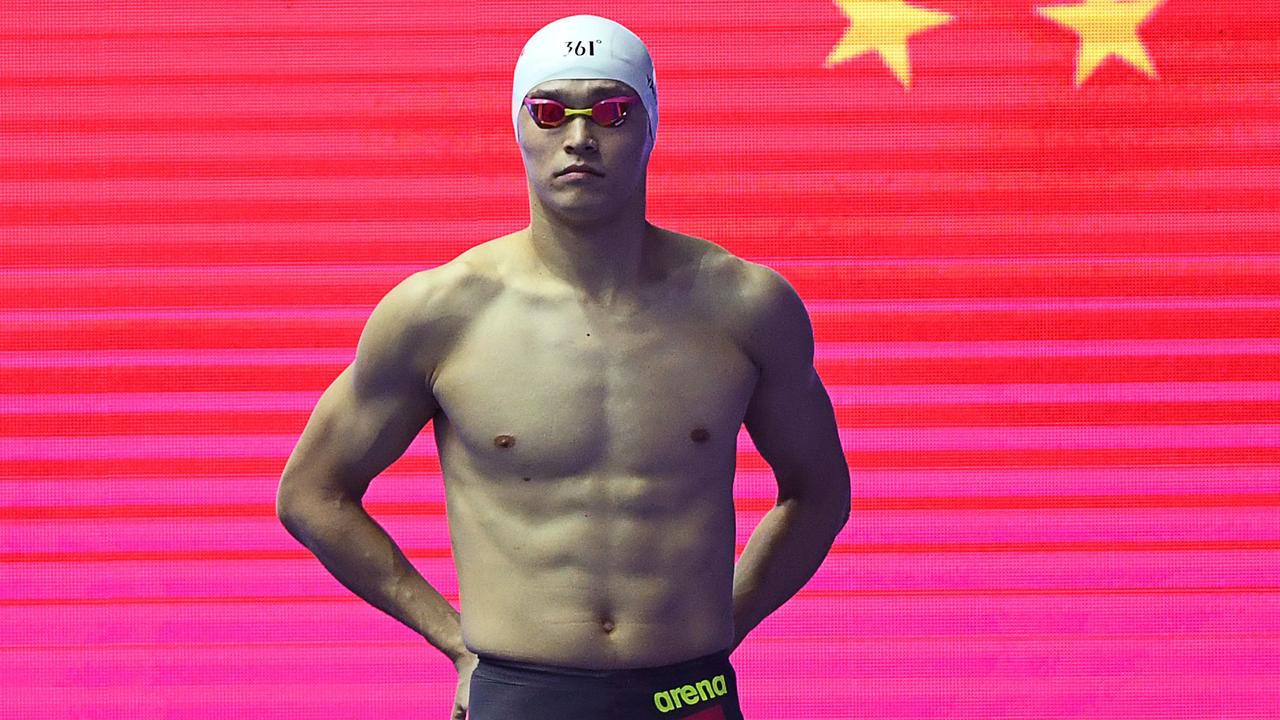 (FILES) In this file photo taken on July 24, 2019 China's Sun Yang prepares for the final of the men's 800m freestyle event during the swimming competition at the 2019 World Championships at Nambu University Municipal Aquatics Center in Gwangju, South Korea. - Sun has been banned for eight years for doping offence, officials reported on February 28, 2020. (Photo by Manan VATSYAYANA / AFP)