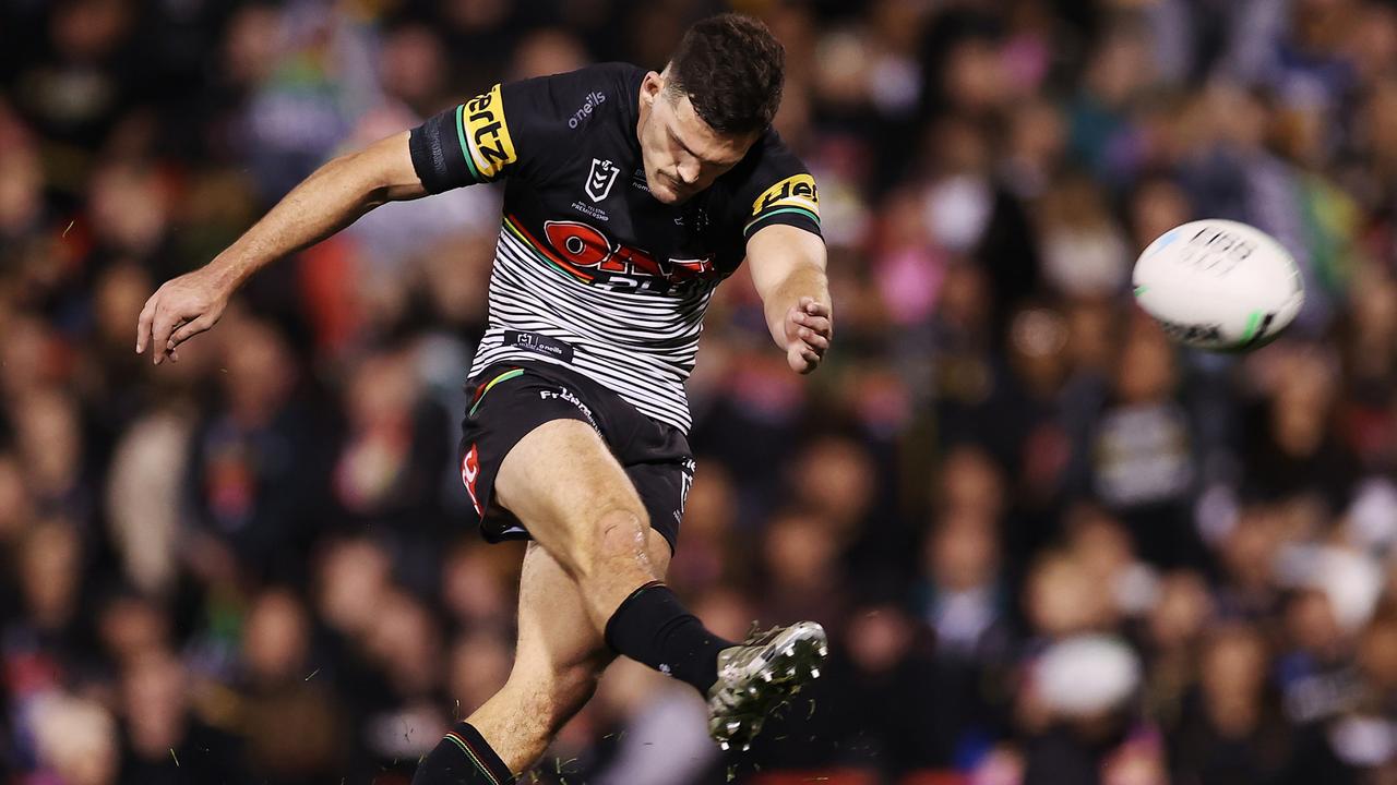 Nathan Cleary put on a masterclass in kicking against the Eels. Picture: Mark Kolbe/Getty Images