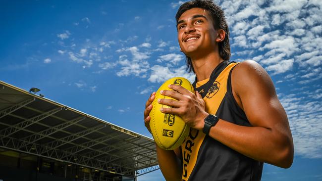 Ace South Australia draft prospect, Glenelg’s Ashton Moir, at the Bay Oval. Picture: Naomi Jellicoe