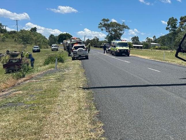 A woman aged in her 80s was flown to Toowoomba Hospital with a shoulder injury after single-vehicle rollover west of the region. Photo: LifeFlight