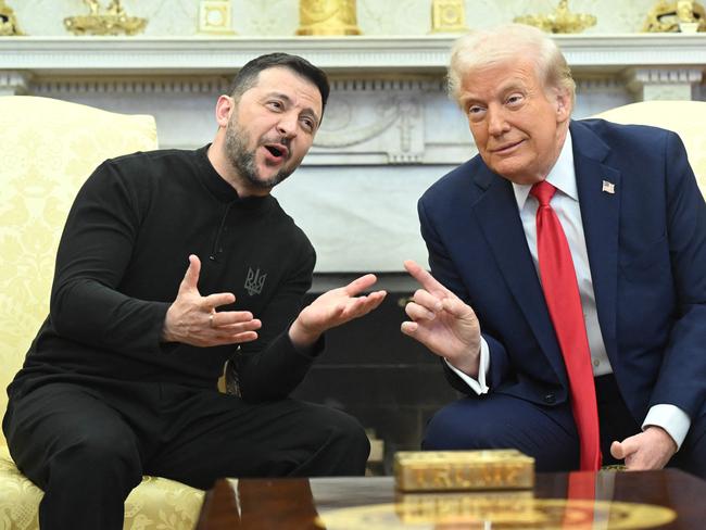 US President Donald Trump and Ukraine's President Volodymyr Zelensky meet in the Oval Office of the White House in Washington, DC, before their war of words. Picture: AFP