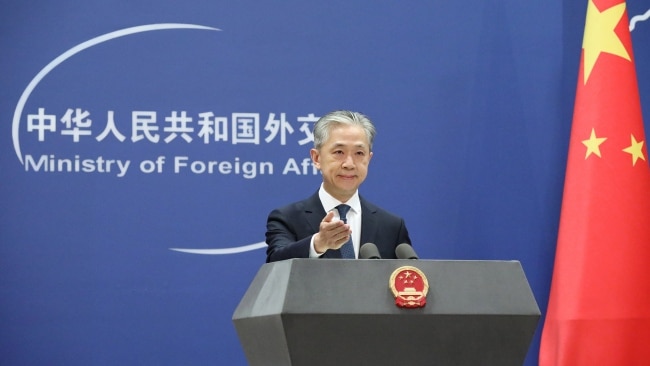 Chinese Foreign Ministry spokesperson Wang Wenbin attends a regular press conference on May 24, 2022 in Beijing. Picture: Getty Images