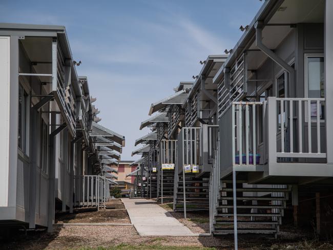 Popular schools like Oran Park Public School can end up with rows of demountables. Picture: James Gourley