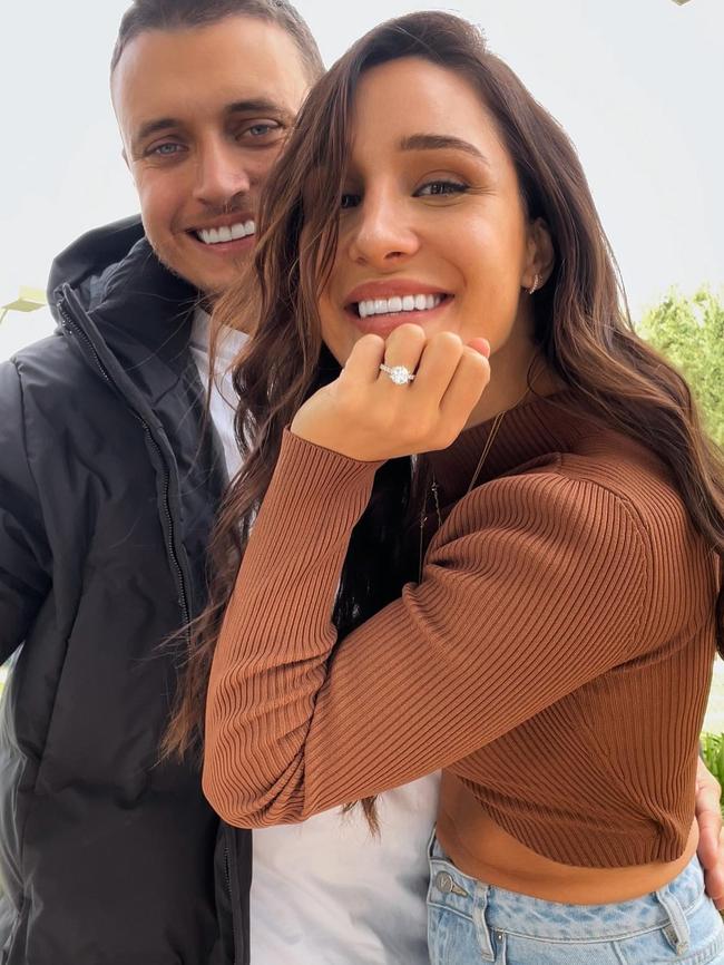 Kayla Itsines announced on Instagram her engagement to boyfriend Jae Woodroffe. Picture: Instagram