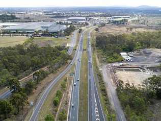 The Warrego Highway has been reopened after a horror crash last night which left a motorcyclist dead. Picture: Rob Williams