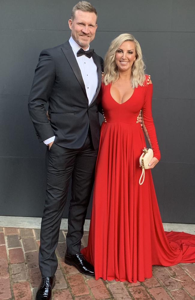 Nathan and Tania Buckley before the Brownlow Medal. Picture: Supplied