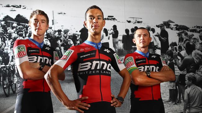 BMC’s star riders Rohan Dennis, Richie Porte and Simon Gerrans are all past winners of the Tour Down Under. Picture: Sarah Reed