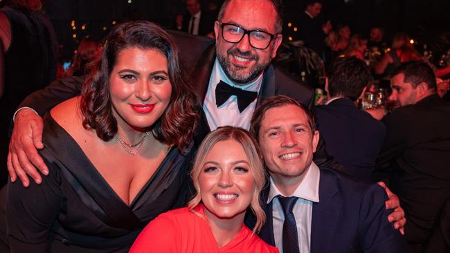 Ally Aoukar and Ray Dahdah, with Katelyn Timmings and Craig Goodwin, at the Pure Black Winter Ball. Picture: Supplied