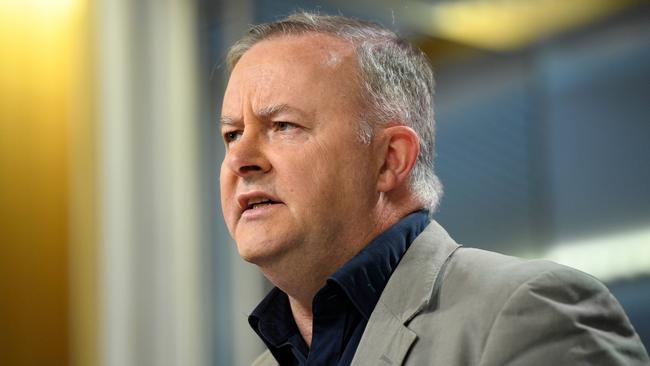 Leader of the Opposition Anthony Albanese speaks to the media during a press conference in Sydney. Picture: NCA NewsWire/Bianca De Marchi