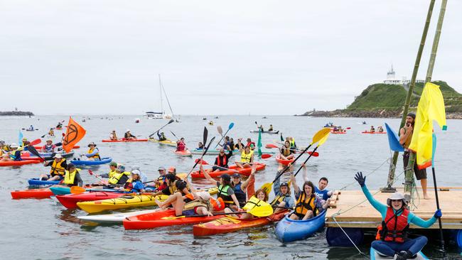 The Rising Tide Peoples Blockade of the port of Newcastle in 2023. Picture: Max Mason-Hubers