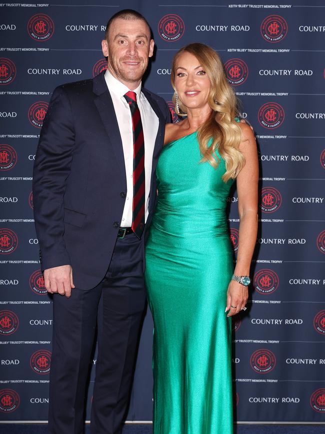 Simon Goodwin coach of the Demons and Kristine Brooks at Melbourne Football Club’s best and fairest in 2023. Picture: Mark Stewart