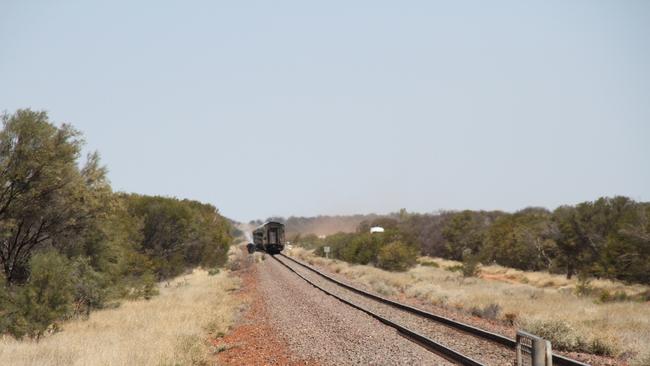 SUNDAY, September 15: A cattle truck has crashed into The Ghan on the Artlunga tourist drive, 50km north of Alice Springs. Picture: Gera Kazakov