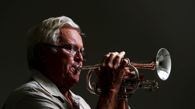 All Cairns Anzac Day services were cancelled in 2020 because of government imposed restrictions due to the coronavirus. Cairns Tropical Brass leader Peter Caldwell will be playing the Last Post on his driveway at 6am this Anzac Day, continuing the tradition that begun with the Cairns Municipal Band in 1916. PICTURE: BRENDAN RADKE