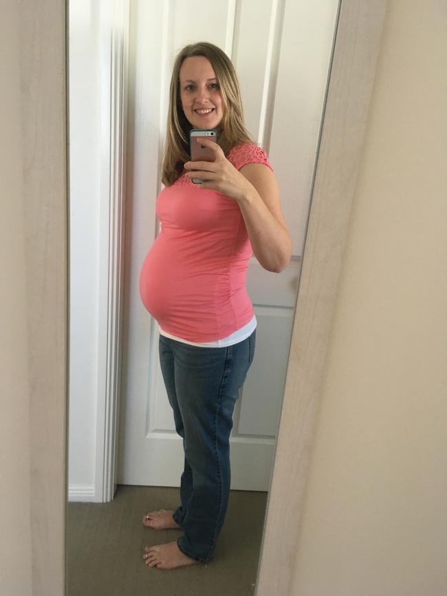 Hayley Oakley at 7 months pregnant with baby Erica who was stillborn in 2017.