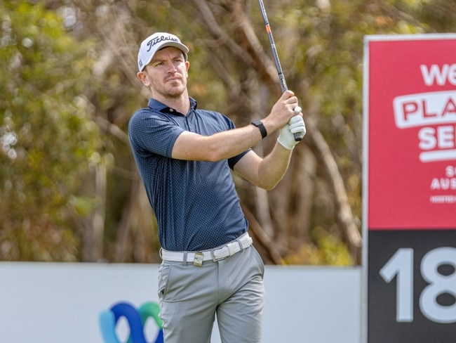 Kerry Mountcastle tees off on the 18th hole during the Webex Players Series event at Willunga.