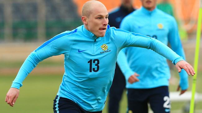 Aaron Mooy during a training session ahead of the Socceroos World Cup qualifier against Iraq in Tehran, Iran. Pic Mark Evans