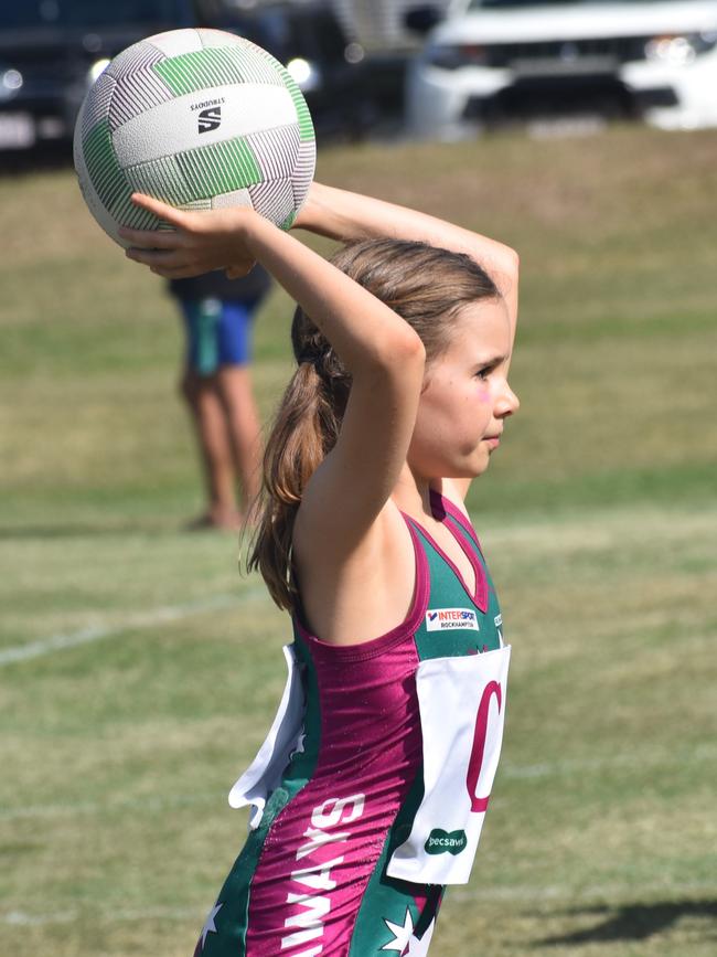 Action from Rockhampton Netball's annual Sullivan's Carnival at Jardine Park, Rockhampton, on May 24, 2025.