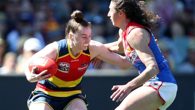 Sarah Allan will play her first game for the Crows this season on Sunday. Picture: Sarah Reed/AFL Photos