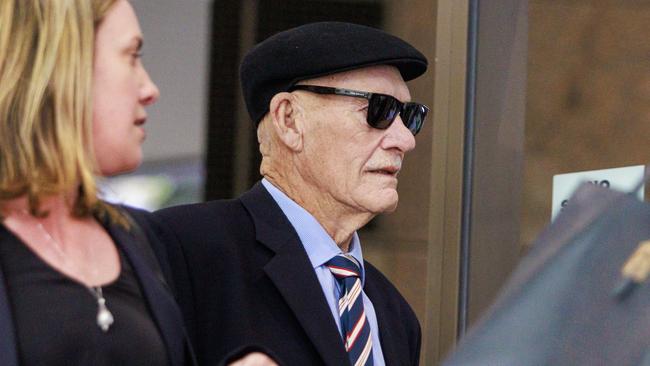 AFL Hall of Famer Carl Ditterich arrives at the Melbourne Magistrates’ Court to fight historic sexual abuse charges. Picture: Aaron Francis.