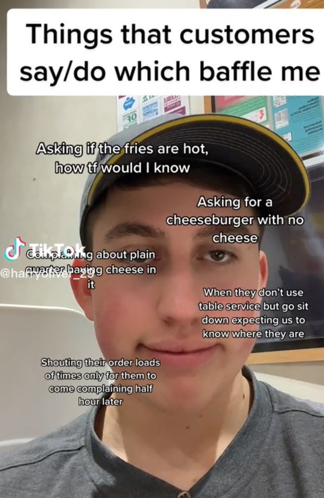 Macca’s worker shares things customers do that 'baffle' him. Picture: TikTok