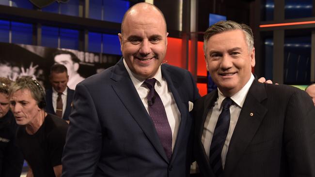 Former host Craig Hutchison and current host Eddie McGuire.