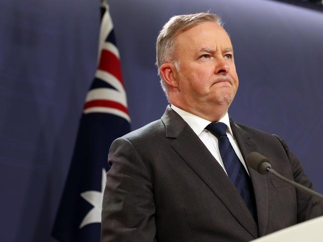 Pictured at a press conference in Sydney is The Leader of the Australian Labor Party Anthony Albanese.Picture: Richard Dobson