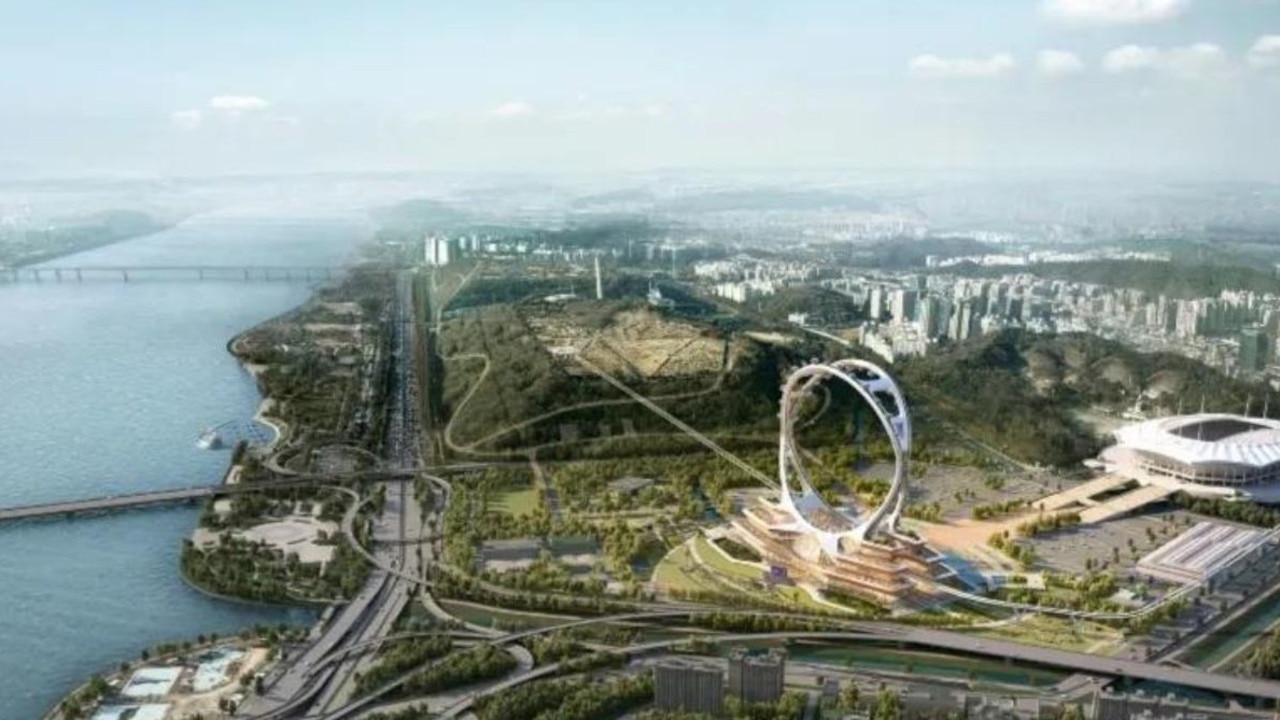 The Seoul Twin Eye will be situated in Peace Park, on the edge of the Han River. Picture: UNStudio/Supplied