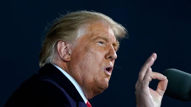 US President Donald Trump speaks during a Make America Great Again campaign event at Des Moines International Airport in Des Moines, Iowa. Picture: AFP