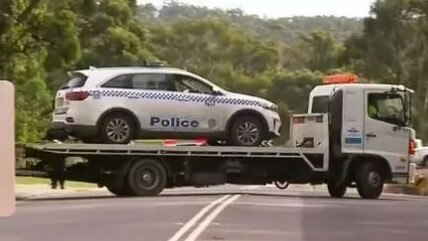 The marked police car `Tuggerah Lakes 14’ involved in the fatal crash. Picture: 9 News