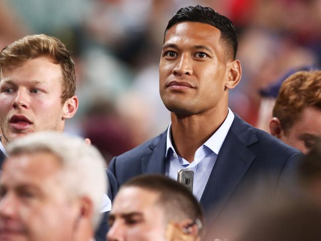 SYDNEY, AUSTRALIA - APRIL 20:  Israel Folau of the Waratahs looks on during the round 10 Super Rugby match between the Waratahs and the Lions at Allianz Stadium on April 20, 2018 in Sydney, Australia.  (Photo by Matt King/Getty Images)