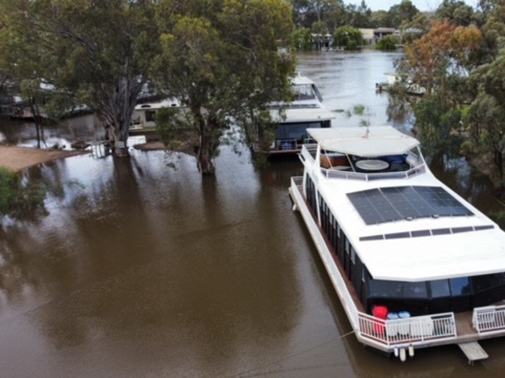 Drone shots of a flooded River Murray near Morgan, SA, on November 15. Pictures: Cody Campbell.