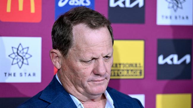 Kevin Walters made a teary exit from the Broncos. Picture: Bradley Kanaris/Getty Images