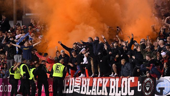 Discussions over fan behaviour with police at assistant commissioner level have been described as productive. Picture: AAP Image/Dan Himbrechts