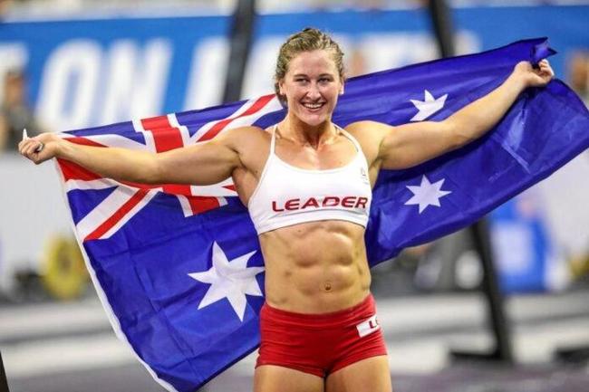 AUSTRALIAN MADE AND FROM GLADSTONE: Tia-Clair Toomey is pure world class as she displays the Aussie flag. Picture: Contributed - Tia-Clair Toomey