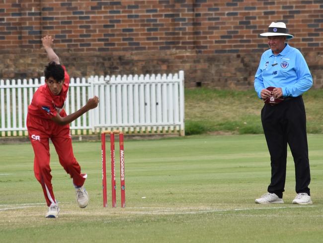 Rithvik Kumar bowls for St George. Picture: Sean Teuma.