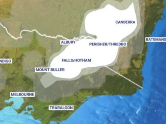 The snow forecast is looking far more positive for Australia's alpine resorts this week and next. Forecast snow levels are pictured for next Friday. Picture: Sky News Australia