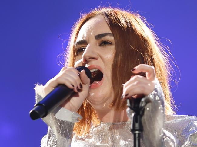 MELBOURNE, AUSTRALIA - SEPTEMBER 25: Meg Mac  performs during the 2023 Brownlow Medal at Crown Palladium on September 25, 2023 in Melbourne, Australia. (Photo by Dylan Burns/AFL Photos via Getty Images)