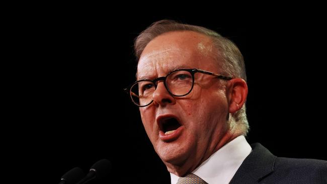 Anthony Albanese delivers his victory speech on election night.