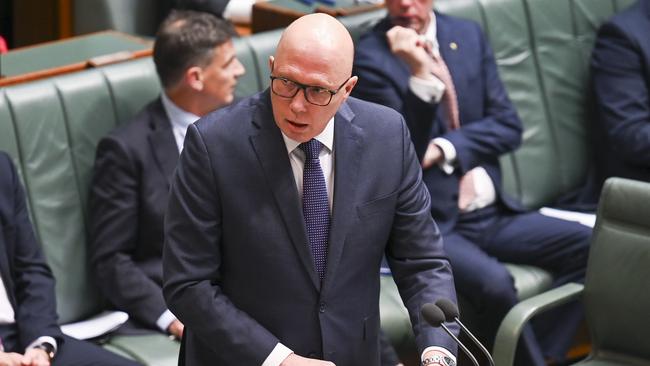 Peter Dutton has accused Anthony Albanese of making Australia less safe. Picture: NewsWire/Martin Ollman