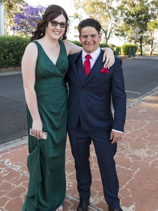 Hayleigh Roberts and Lachlan Sharpe at Centenary Heights State High School formal at Picnic Point, Friday, November 20, 2020. Picture: Kevin Farmer
