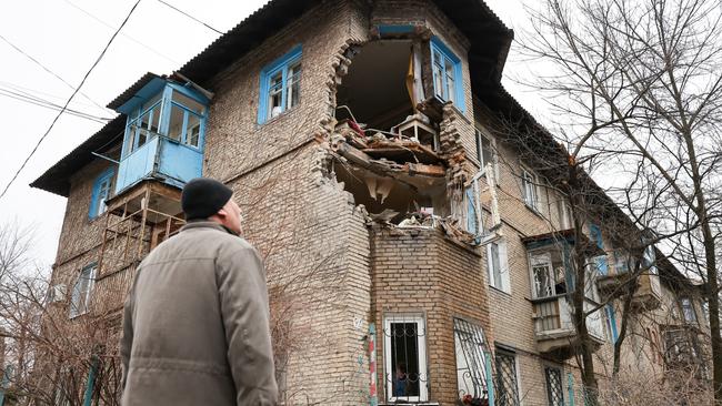 DA damaged building in Donetsk after a shelling attack. Picture: TASS