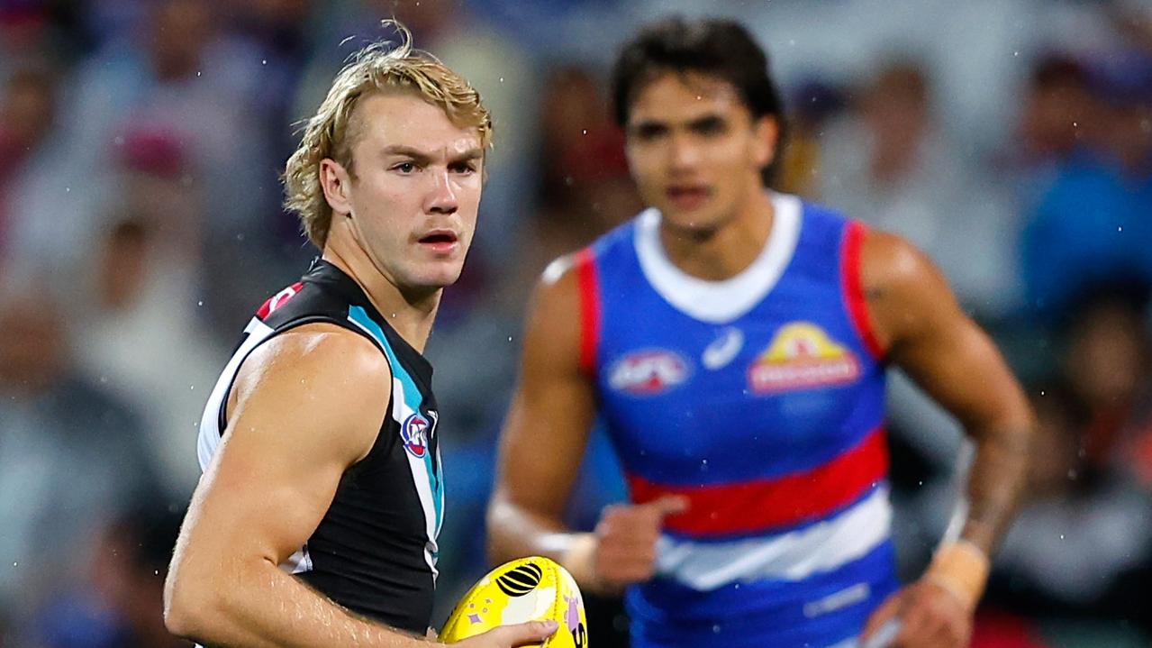 Jason Horne-Francis at Gather Round. Photo by Dylan Burns/AFL Photos via Getty Images.