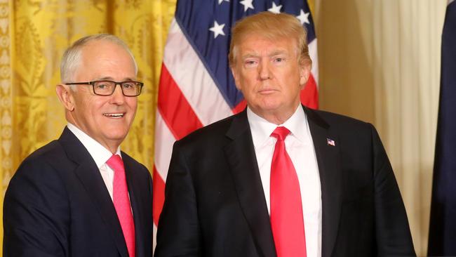 US President Donald Trump and Australian Prime Minister Malcolm Turnbull hold a joint press conference at the White House in Washington DC. Picture: Nathan Edwards