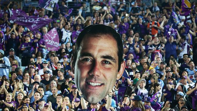 An image of Cameron Smith of the Storm is seen in the crowd.