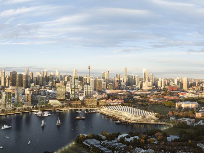 Blackwattle Bay aerial artist impression.