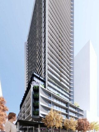 Artist impression of 34-storey tower approved for 22-26 Elizabeth St, Liverpool. Picture: Planning documents