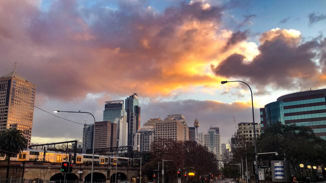 Sydney sunrise from Central Station. Picture: Nicholas Eagar