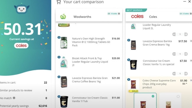 Mr Hall found that he could save more than $50 at Coles. Picture: YouTube/SmartCart