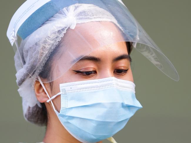 SYDNEY, AUSTRALIA - AUGUST 25, 2020: Nurse Mia Cruz at the Bestic Street Covid Testing Clinic in Rockdale in Sydney Australia, on AUGUST 25 2020. Picture: NCA NewsWire / Gaye Gerard